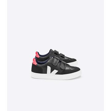 Black/White Kids' Veja V-12 LEATHER Sneakers | AU 870QMA